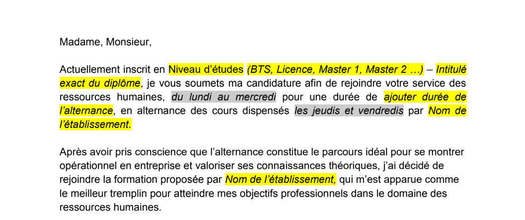 Lettre De Motivation Alternance Rh Exemple Et Modèle à Télécharger